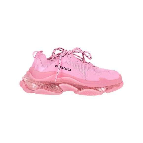 Balenciaga Triple S Clear Sole Sneakers in Pastel Pink Polyester - Picture 1 of 10
